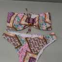 ZAFUL Women's Bandeau Bikini Sets Buckle Strapless Lace Up High Cut 2 Piece Swimsuit Solid Bathing Suit (Large, 0-paisley Print)