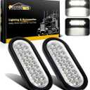 Partsam 2x Oval Clear Lens White Stop Turn Tail Backup Reverse Fog Lights Lamps Rubber Flush Mount 6" 24 LED for Truck Trailer Boat RV Waterproof