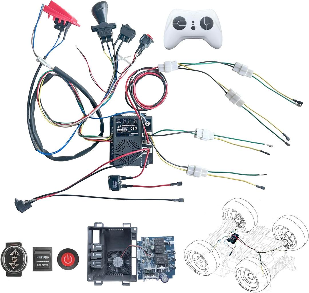 24 Volt DIY Wires Harness Conversion Kit for Kid's Ride On Toys Car,2.4G Set of Wire Harness Switch Control Box for Power Wheels Upgrade Replacement Parts,12V&18V&20V