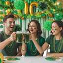 76-Piece St Patricks Day Decorations Kit, Party Favors Include Foil Balloons, Garland Banner, Balloons, Paper Poms, Tinsel Garland, Necklace, Hanging Garland, Fringe Curtains for Irish Party Supplies