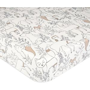 Crane Baby 100% Cotton Sateen Fitted Baby Sheets, Breathable, Fits 28X52 Standard Mattress, Gender Neutral Bedding, Woodland Animal Crib Sheet