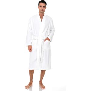 TowelSelections Mens Robe Cotton Terry Cloth Bathrobe Soft Towel Bath Robe for Men XS to 3X (White), Size M/L