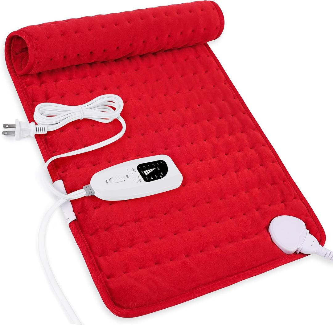 Heating Pad,Electric Heating Pads for Back,Neck,Abdomen,Mothers Day Gift,Moist Heating Pad for Shoulder,Knee,Arms and Legs,Dry/Moist Heat & Auto Shut Off,Birthday Gifts for Men(Red, 24''12'') (12" x 24")