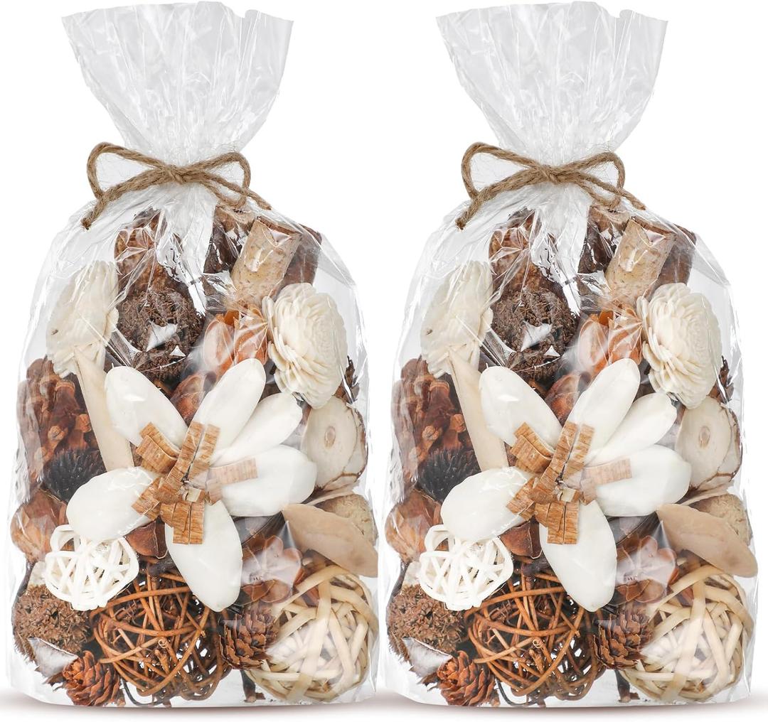 Nuanchu 2 Pack Decorative Balls Potpourri Bowl Filler Decor Natural Vase Bowl Filler Assorted Spherical Rattan Twigs Wicker Balls for Home Decor Centerpiece, No Scent(Beige Series,Classic Style)