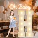 HXWEIYE Big Light Up Letters H3FT Large Marquee Letters with lights, Mosaic Balloon Frame, Giant Baby Letter for baby shower Birthday Graduation Engagement Party Wedding Christmas Decor (Warm White)