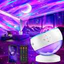 One Fire Northern Lights Projector,16Color Galaxy Projector for Bedroom, 15 White Noise Galaxy Light Projector, 5Moon Star Projector, Bluetooth Aurora Light Projector, Remote Timer Star Lights (Upgraded 2.0 White)