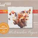 Fluid 100 Watercolor Paper Block, 9 x 12 inches, 15 Sheets, 140 lb (300 GSM) 100% Cotton Cold Press Pad for Artist Painting and Wet Media