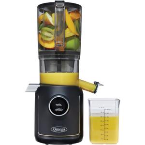Omega Ultimate Performance Slow Masticating Batch Juicer with Intellidial Technology Cold Press Vegetable and Fruit Juice Extractor with 64-Ounce Hopper and 4 Juice Shot Glasses, 200-Watts, Black