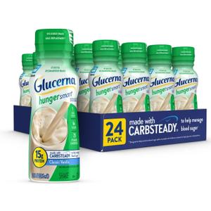 Glucerna Hunger Smart Diabetes Care Shake, Classic Vanilla, Diabetic Meal Replacement to Support Blood Sugar Management, 15g Protein, 180 Calories, Ready to Drink, 10-fl-oz Bottle, 24 Pack, 1 April 2026