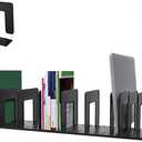 LuluEasy Adjustable Vertical File Sorter Sturdy Plastic Expandable Upright File Holder, Desktop Binder Organizer, School Office File Organizer Bookshelf Divider, Assemble Easily Endlessly, Black