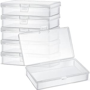 6 Pieces Mini Plastic Clear Beads Storage Containers Box for Collecting Small Items, Beads, Jewelry, Business Cards, Game Pieces, Crafts (5.2 x 3 x 1.2 Inch)