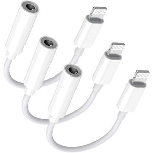Lightning to 3.5 mm Headphone Jack Adapter, [Apple MFi Certified] 3 Pack iPhone 3.5mm Headphones/Earphones Aux Audio Dongle Adapter Compatible for 14 13 12 11 XS XR X 8 7, Support All iOS