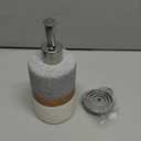 Ceramic Soap Dispenser Set for Hand Soap, Shampoo, Dish Soap, Conditioner, Bathroom & Kitchen, Stainless Steel Pump, Includes Silicone Funnel, 12 Oz, Non-Slip, Elegant Kitchen Decor, Gray