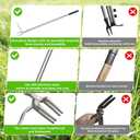 Manual Weed Puller Tool, 47" One-Piece No Assembly Stainless Steel Weeder with Long Handle, Stand Up Heavy Duty Hand Weeding Tool for Garden Lawn Patio Yard Dandelion Root Removal