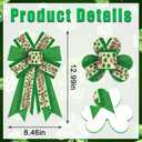 ALIBBON 2Pcs St. Patrick's Day Bows for Wreaths, St Patrick's Wreath Bows, Green Shamrock Bows for Crafts, Irish St. Patrick's Day Decor, St. Patrick's Words Bows for Parades Party Supplies