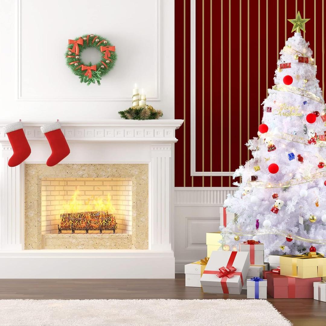 6FT Artificial Christmas Tree, Full Premium Hinged Artificial Pine Tree with Sturdy Metal Stand 800 Branch Tips,White