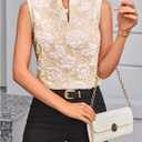 SOLY HUX Women's Work Outfits V Neck Sleeveless Blouses Summer Casual Tank Tops Business Office Dressy Striped Shirts (XL)