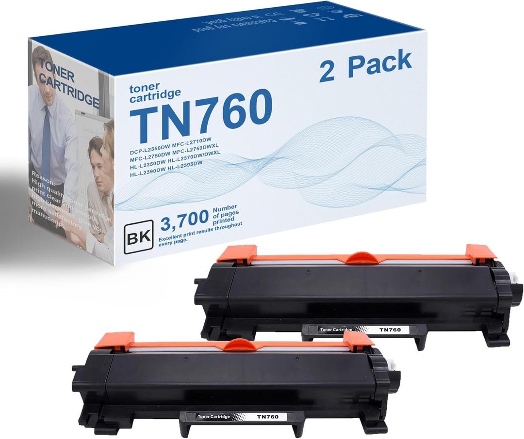 TN760 Toner Cartridge Replacement for Brother TN760 TN-760 TN 760 TN730 TN-730 High Yield Black Toner Cartridge Use with MFC-L2710DW MFC-L2750DW HL-L2350DW HL-L2395DW HL-L2370DW DCP-L2550DW (4 Pack)