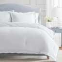 Martha Stewart - King Comforter Set, Crisp & Smooth Bedding with a Cotton Percale Lightweight Feel, Reversible 3 Piece Bed Set with Matching Pillowcases (Simple Scallop Blue)