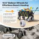Premium 10.5" Balloon Wheels Beach Wagon - 450LBS Heavy Duty Sand Wagon, Foldable All Terrain Collapsible Utility Wagon with Removable Cooler Bag, Easy Roll for Soft Sand Family Camping-Black