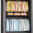 FUTASSI Black Clothing Rack with Dark Gray Cover, P1C Plus Rolling Closet with Wheels, Metal Garment Rack for Hanging Clothes, Clothing Storage Wardrobe, 46" W x 18.5" D x 80.7" H, Load 524 Pounds