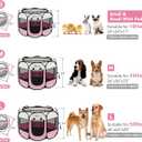 Pink Dog Playpen, Puppy Pet Cat Playpen Indoor for Small Dogs Cats, Dog Tent Crates Cage Indoor/Outdoor, Portable Pop Up Dog Kennel Playpen with Carrying Case for Dogs/Cats/Rabbits, Zipper Top