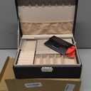 Sanikeon Jewelry Boxes for Women Girls 2 Layers leather Jewelry Organizer Case with Lock Storage Box Removable Tray for Necklace Earring Ring with Polishing Cloth and Jewelry Bags