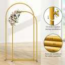 Metal Arch Backdrop Stand 2 Set (6FT/5FT), Gold Wedding Arch Frame, Balloon Arch Stand for Wedding, Baby Shower, Birthday, Ceremony, Party Decor