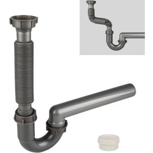 Expandable and Flexible P-Trap, 1-1/2" Sink Drain Pipe Kit, Wall Drain, For Kitchen Sink