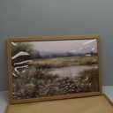 Framed Canvas Wall Art – Spring River Landscape with Wildflowers Painting, Vintage Decor, Farmhouse Wall Decor for Home, Office, Bedroom, Living Room Decor 16x24in