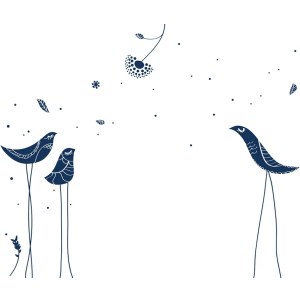 LittleLion Studio Carnival Birds Wall Decal,Navy Blue
