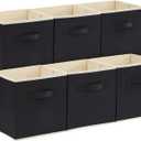Lifewit Collapsible Fabric Storage Cubes Bins Set 11 Inch, Foldable Cubby Organizers Boxes, 6 Pack Organizing Baskets for Shelf, Closet, Utility Room, Storage Room Black