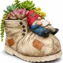 Cute Planter Gonme Plant Pots for Succulent Unique Resin Flower Pot with Drainage Hole Funny Gifts for Plant Lovers(Boot)