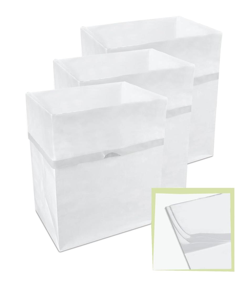 13 Gallon Multi-Liner Disposable Trash Cans (3-Pack) with Fitted Trash Bags - Reusable Garbage and Recycling Bins for Parties, Events, and More (White - 17" Height x 13.5" Width x 10" Depth)