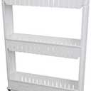 Slide Out Storage Tower White, 3-Tier, 4.4"D x 9.5"W x 21.8"H