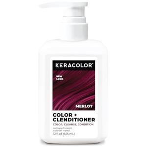 Keracolor Color + Clenditioner 3-in-1 Color-Depositing Conditioner, Gently Cleanses & Conditions, Semi-Permanent Merlot Hair Color, 12 Fl Oz