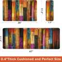 Kitchen Mats for Floor Colorful kitchen rugs Cool Wooden Abstract Anti Fatigue Kitchen Mats Waterproof Floor Mats Cushioned Non-Skid Standing Mats for Laundry, Sink, Set of 2,17.3 x 28+17.3 x 47 Inch