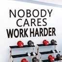 2 x SEATUNE Gym Wall Stickers - Inspirational Quotes Motivational Office Wall Decals - Bedroom Home Gym Yoga Garage Vinyl Art Wall Decor - Nobody Cares Work Harder 21"X11" (Small, Black)