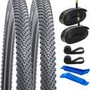 YUNSCM 700C Lightweight Bike Tires 700x38C (ETRTO 40-622) and 700C Bike Tubes - 60TPI Nylon, Puncture-Resistant, Compatible with Gravel Bike Tires 700x36C/37C/38C/39C/40C- 2 PCS (Y-586)