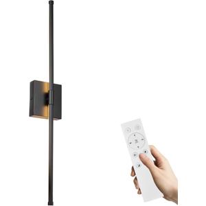 LED Wall Sconces with Remote Control, 5 Colors 3000K-6500K & Dimmable, Hardwire Wall Light with Timer & Night Light, LED Black Wall Lamps for Living Room, Bedroom, 27.55 Inch (1 Pack)