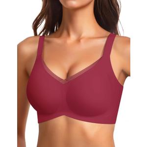 Vertvie Wireless Bras for Women No Underwire Supportive Mesh Crossover Bra Seamless Push Up Full Coverage Everyday Bralettes (XXXL)