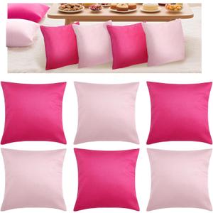 6 Pcs Velvet Throw Pillow Covers 18 x 18 Inch Decorative Pillow Cases Soft Cushion Pink Pillowcase for Picnic Patio Couch Garden Bench Porch, No Inserts