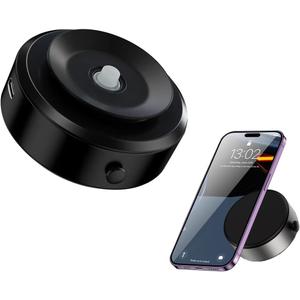 Electric Vacuum Magnetic Suction Phone Mount, Hands-Free Magnetic Cell Phone Holder for Car/Gym/Kitchen/Mirror/Bath/Smooth Surface, Compatible with iPhone & Android (Black)