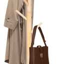 Wooden Coat Rack Freestanding with 8 Hooks & 3 Adjustable Sizes for Clothes, Space-Saving Design for Bedroom Office Entrance Holds Hats Coats Scarves Bags