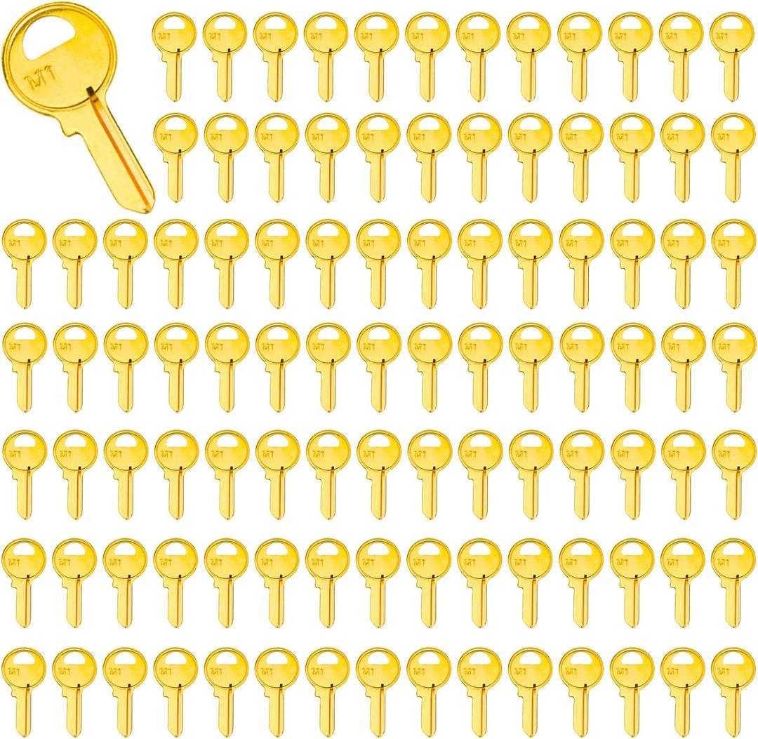 100PCS Brass Finish Key Blanks, M1 (MA1) Uncut Blank Keys