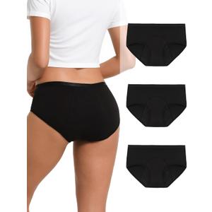 INNERSY Women's Period Underwear Heavy Flow Postpartum Teens Menstrual Hipster Panties 3-Pack (Large)
