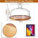 10 Inch Wooden Base Cake Display Stand with Glass Dome,Cloche Clear Glass Bell Jar Cover for Dessert Cheese Candy Plants Succulents