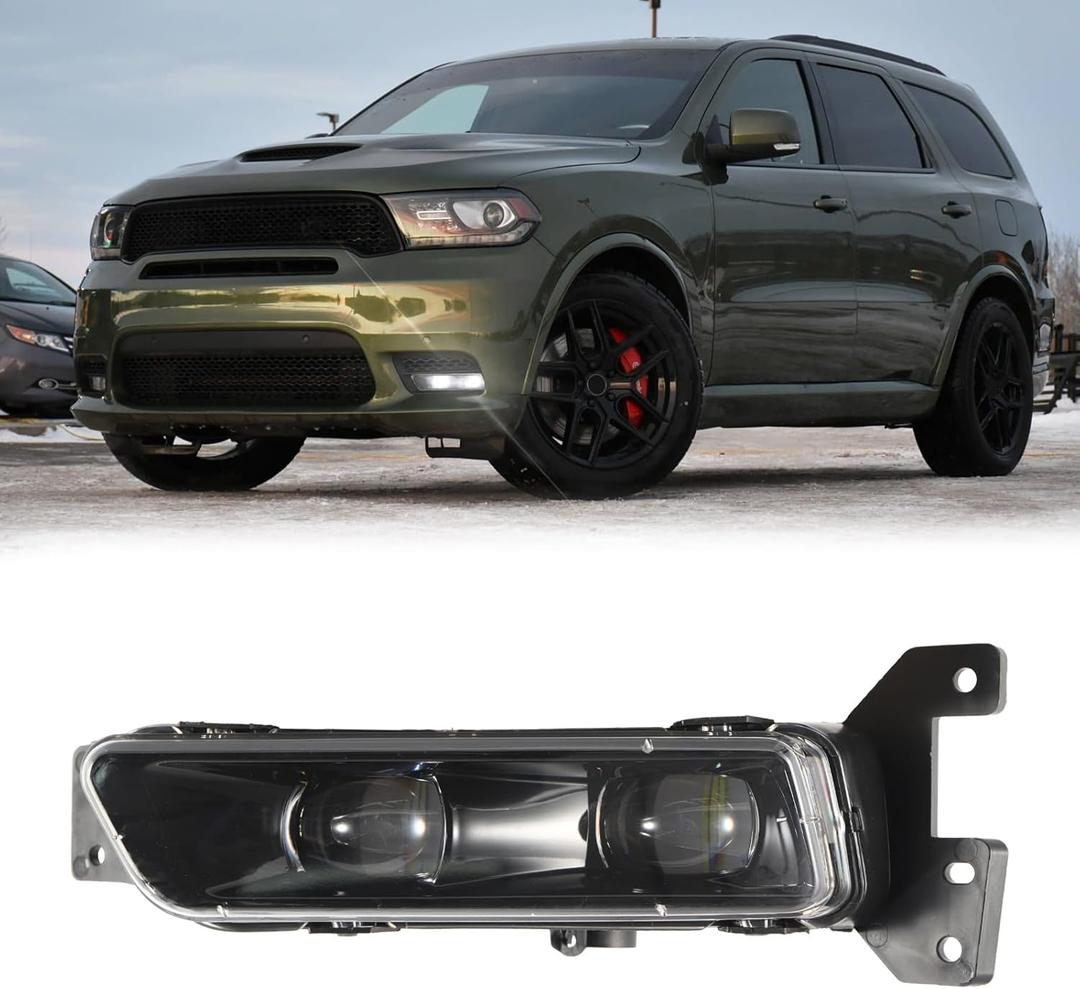 GearUp Left Driver Side LED Fog Light for Jeep Grand Cherokee SRT 2017-2022 for Dodge Durango SRT 2014-2022 Front Bumper With Bulbs Assembly 68275511AC