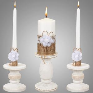 Zhehao 3 Pcs Unity Candles with Holder Set 6 in Pillar Two 10 in Taper Wedding Candles Rustic Wedding Accessories for Reception Ceremony Decorative Farmhouse Candle Holder Pillar for Formal Church