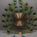 Large Peacock Wall Clock 27.6 inch Non-Ticking Silent Crystal Creative Personality Modern Art Decorative Wall Clocks for Living Room Decor (27.6 * 27.6inch, Yellow)